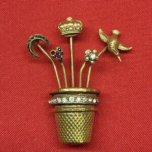 VTG Schrager Flower Pot Russian Brooch Pin